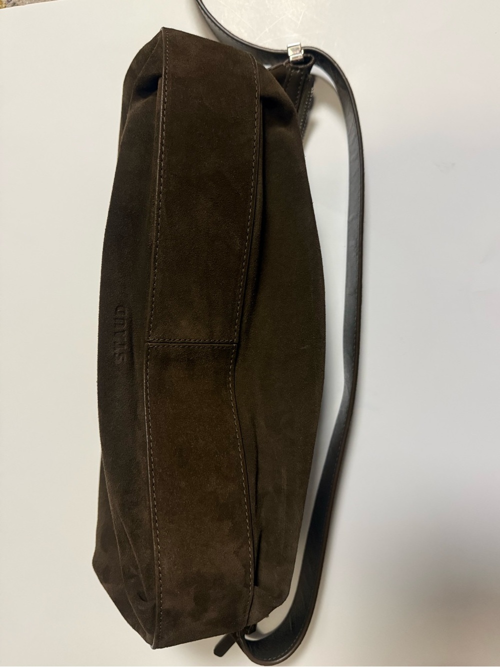 STAUD Dark Brown Suede Shoulder Bag - Picture 10 of 12